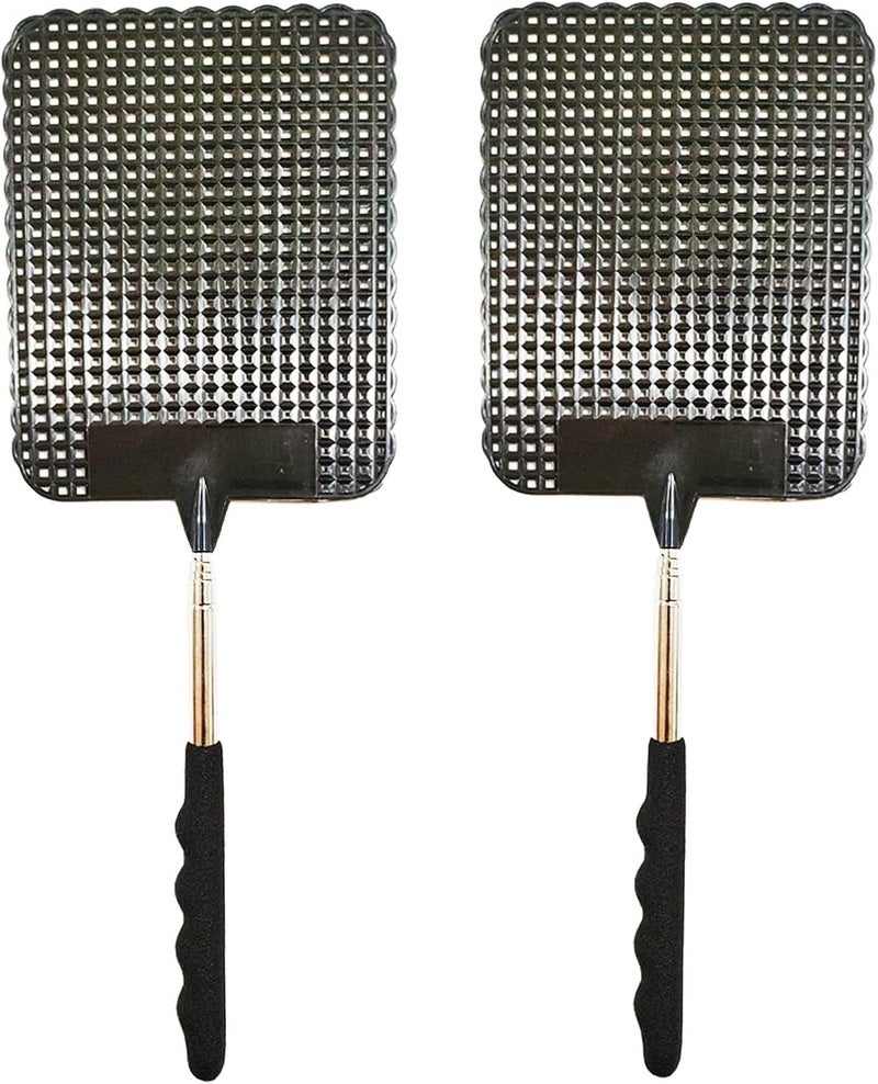 fecobyte 2PCS Telescopic Fly Swatter, Manual Heavy Duty Plastic Flyswatter, Upgraded Sturdy Fly Swatter with Extendable Stainless Steel Pole - Image 1